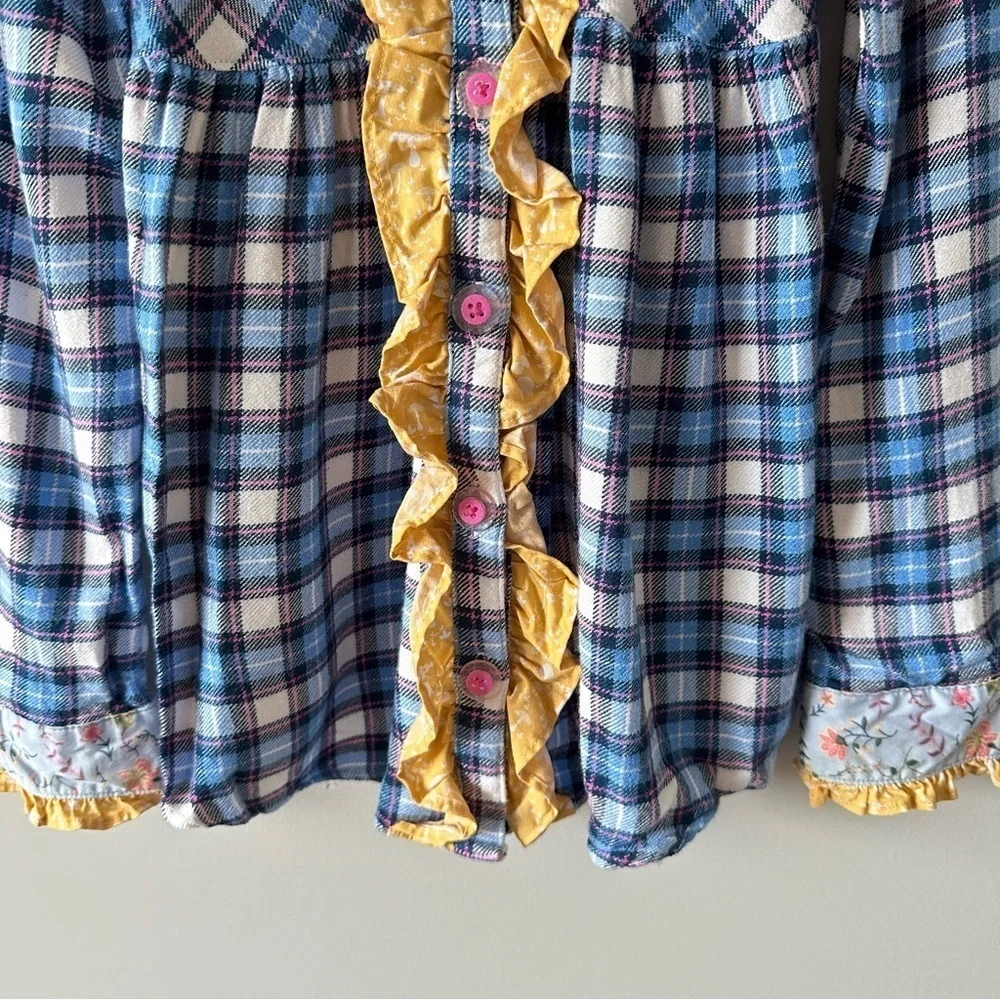 Matilda Jane size 10 Make Believe Floating Away tunic plaid flannel